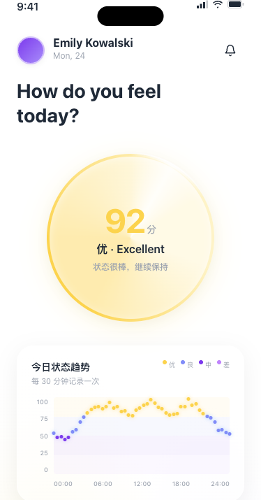 Mira App 情绪界面 · 状态优秀